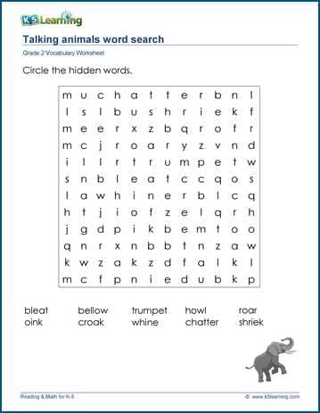 Grade 2 word search worksheet