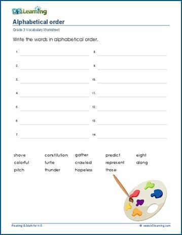 Write words in alphabetical order | K5 Learning