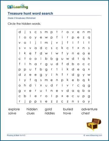 Word Search Worksheets For Grade 3 K5 Learning