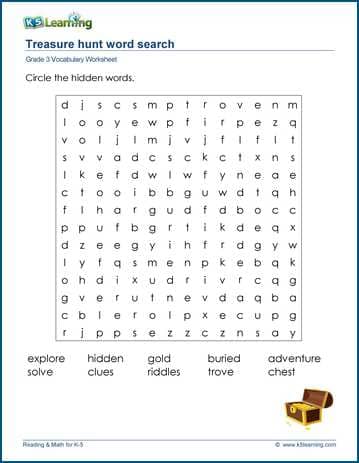 word search worksheets for grade 3 k5 learning