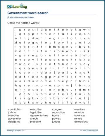 Grade 5 Vocabulary Worksheet word search