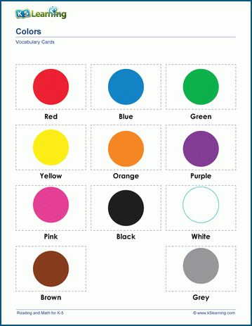 Color words & vocabulary cards worksheet