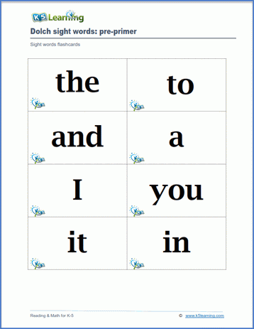 Sight Word Flash Cards 