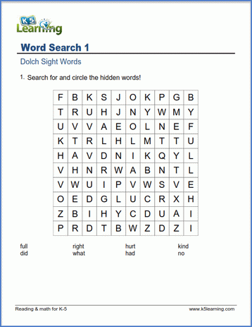 dolche word search k5 learning