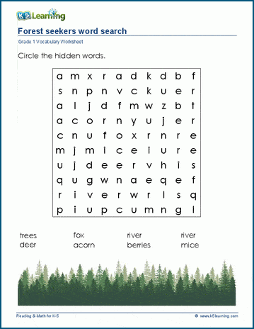 Grade 1 word search: The forest