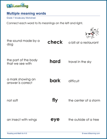 Multiple meaning words for grade 1 | K5 Learning