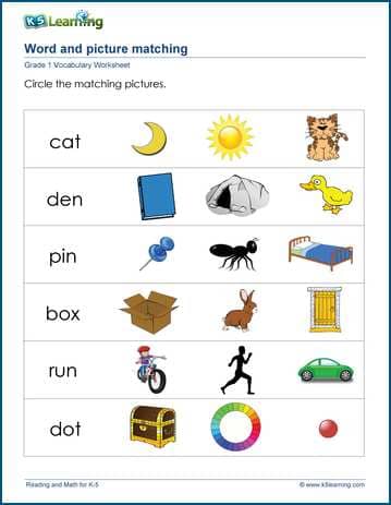 First Grade Vocabulary Worksheets