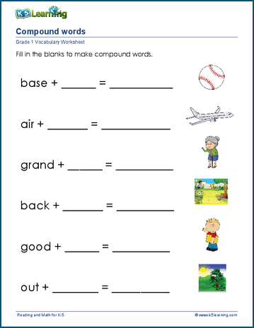 Write compound words for grade 1 | K5 Learning