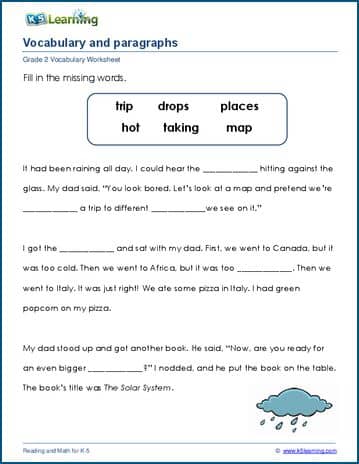 paragraph worksheets k5 learning