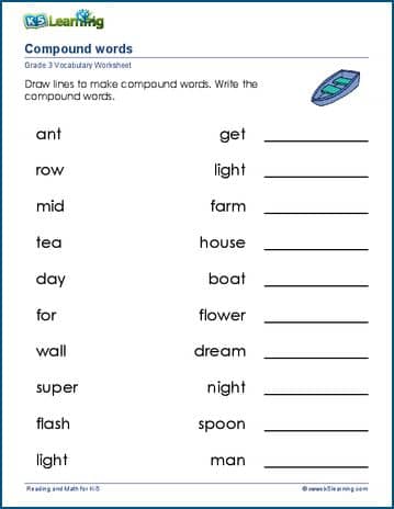 compound words for grade 3 k5 learning