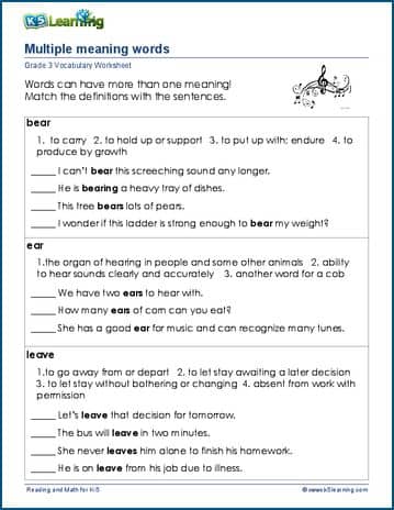 Multiple meaning words worksheets | K5 Learning