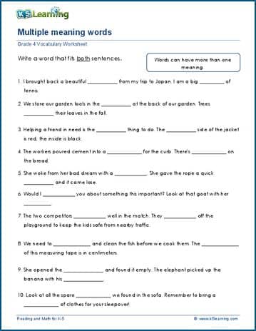 Practice Double Meanings Worksheet - Learning Worksheet With Check