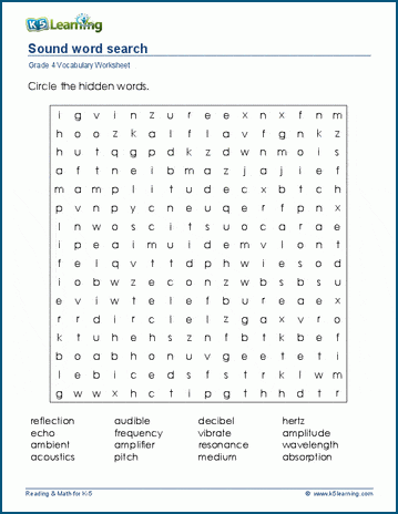 Grade 4 word search: Sound word search