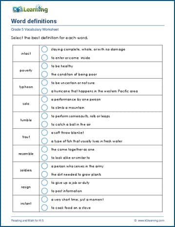 applying meanings of words k5 learning