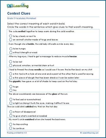 Synonyms and Antonyms Passage Worksheets for 5th and 6th Grade