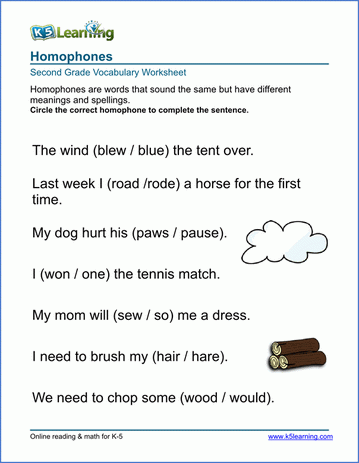 Vocabulary worksheets sample