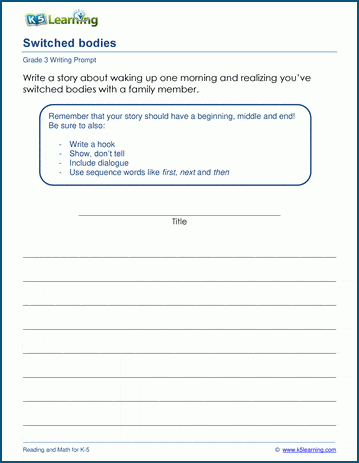 Narrative Writing Prompt: Switched bodies worksheet