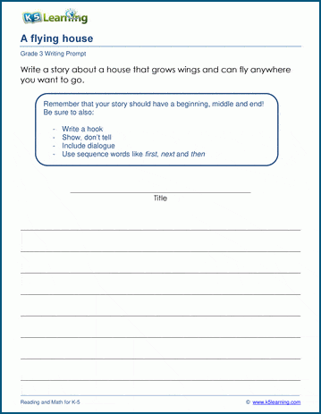 Narrative Writing Prompt: A flying house worksheet