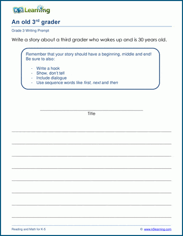 Narrative Writing Prompt: An old 3rd grader worksheet
