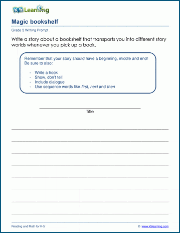 Narrative Writing Prompt: Magic bookshelf worksheet