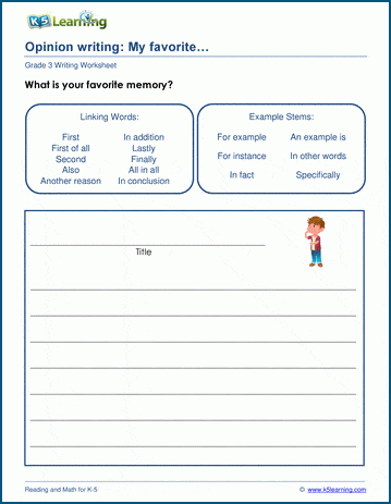 Opinion Writing Prompt: What is your favorite memory? K5 Learning Opinion Writing Prompt: What is your favorite memory? K5 Learning