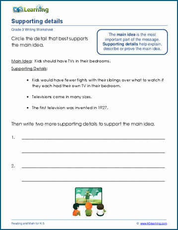 Supporting details in opinion writing worksheets