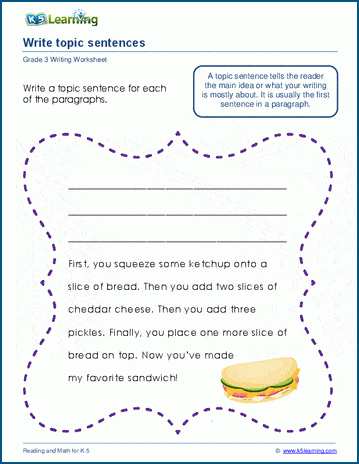 Grade 3 topic sentences worksheet