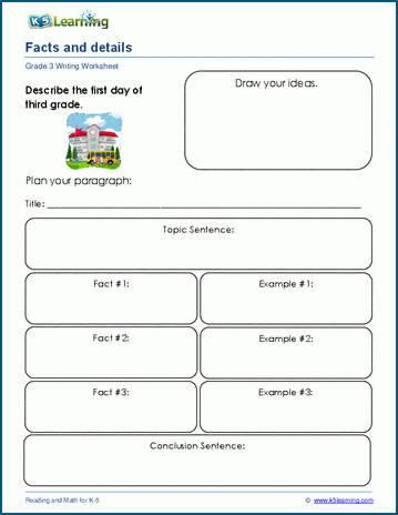 Grade 3 adding facts and details worksheet