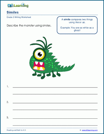 Sample grade 3 writing topics worksheet