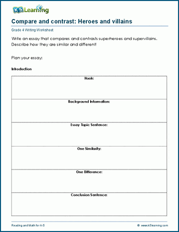 compare and contrast worksheets