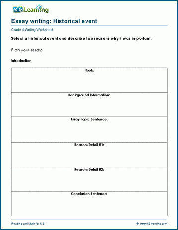 Grade 4 informative writing worksheet