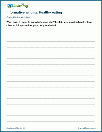 Grade 4 informative writing worksheet