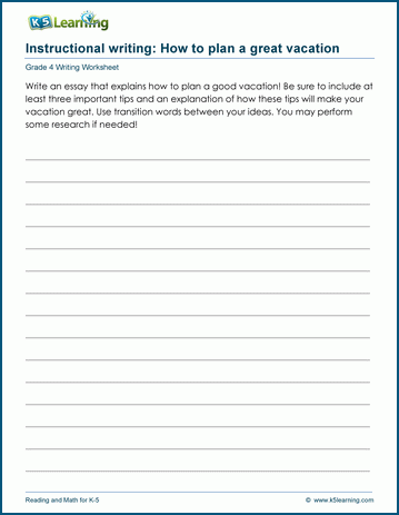 Grade 4 instructional writing worksheet