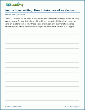 Grade 4 instructional writing worksheet