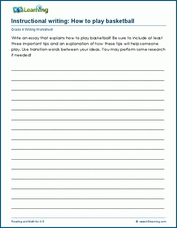 Instructional writing prompts worksheets
