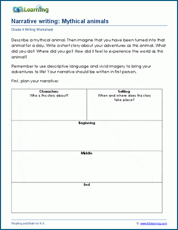 Narrative writing practice worksheets for grade 4