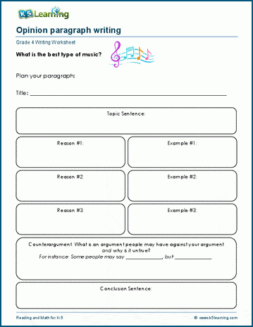 Opinion paragraphs worksheets