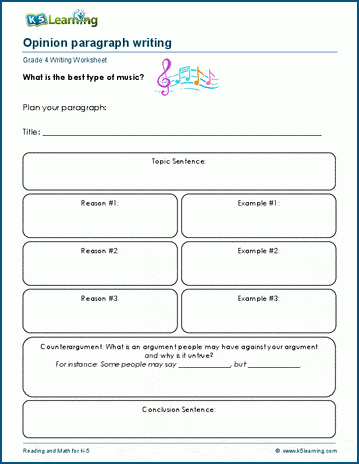 Opinion writing practice worksheets for grade 4