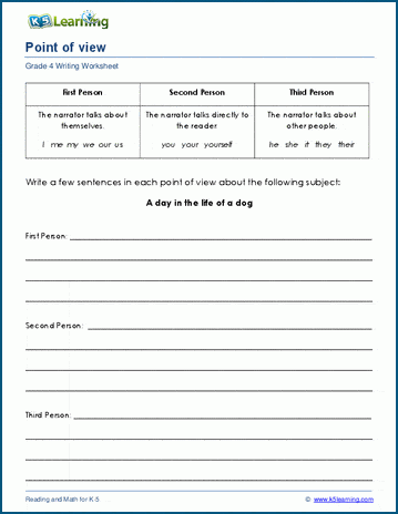 Point of view worksheets