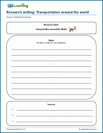 Grade 4 informative writing worksheet