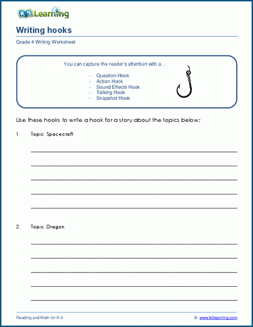 Writing hooks for grade 4 worksheets