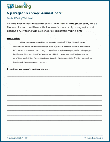 Grade 5 Informative Writing: Five-paragraph essays