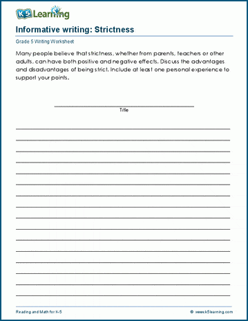 Grade 5 Informative Writing Prompts: Strictness