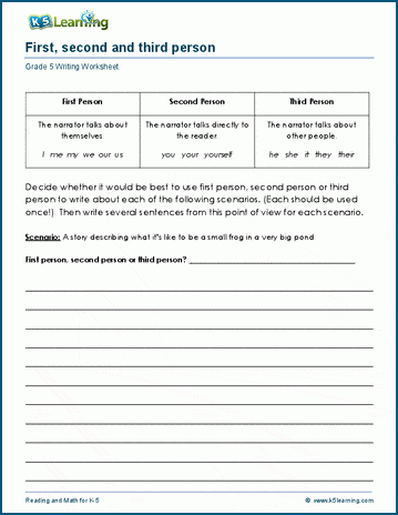 Points of view worksheets