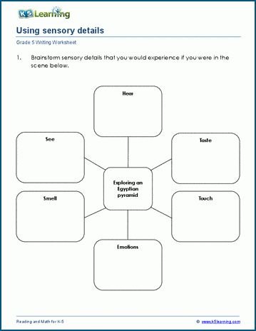 Sensory details worksheets